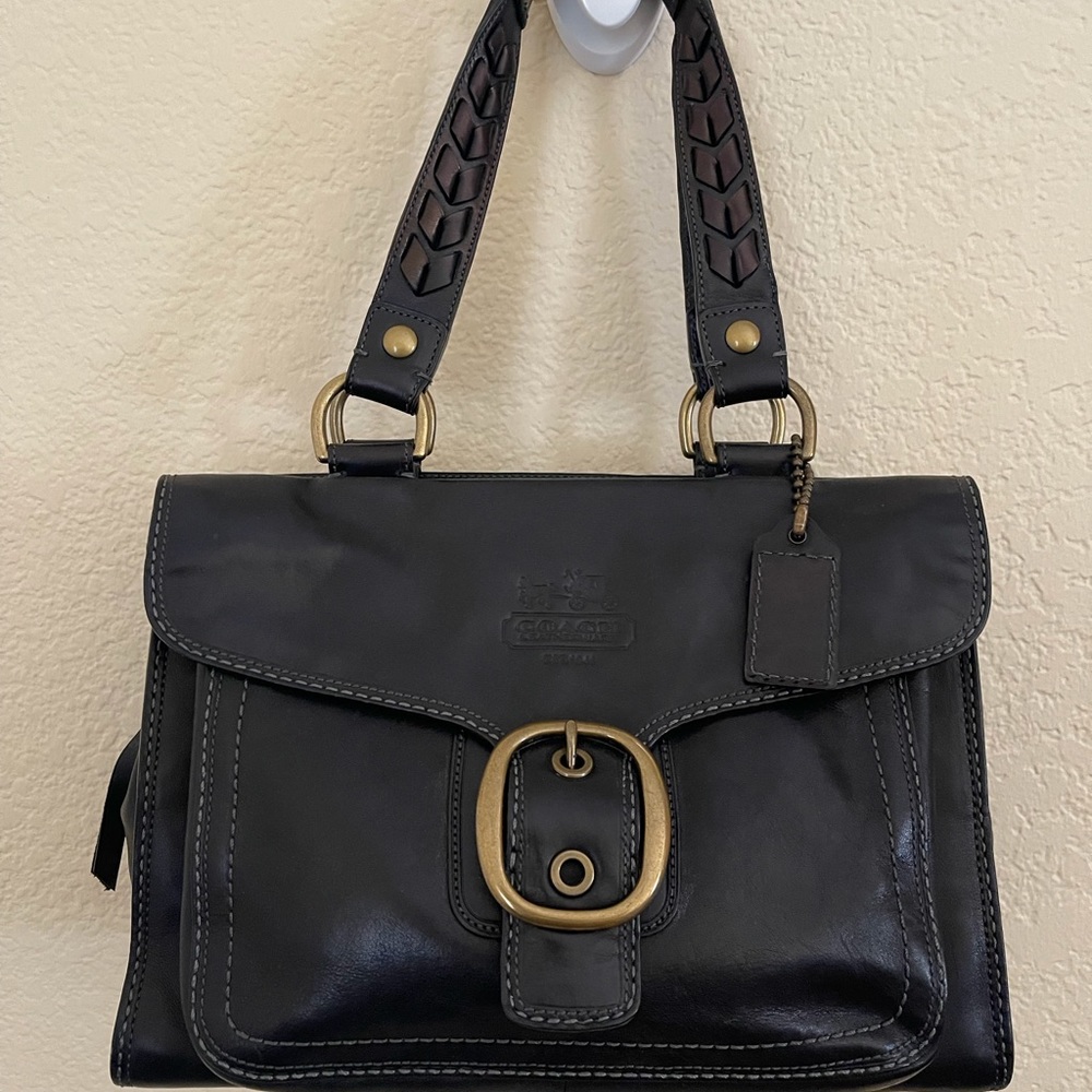 Coach Legacy Bleeker Black Leather Buckle Shoulder Bag